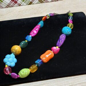 Fashion Vintage Costume Chunky Colored Beaded Necklace Jewelry #77